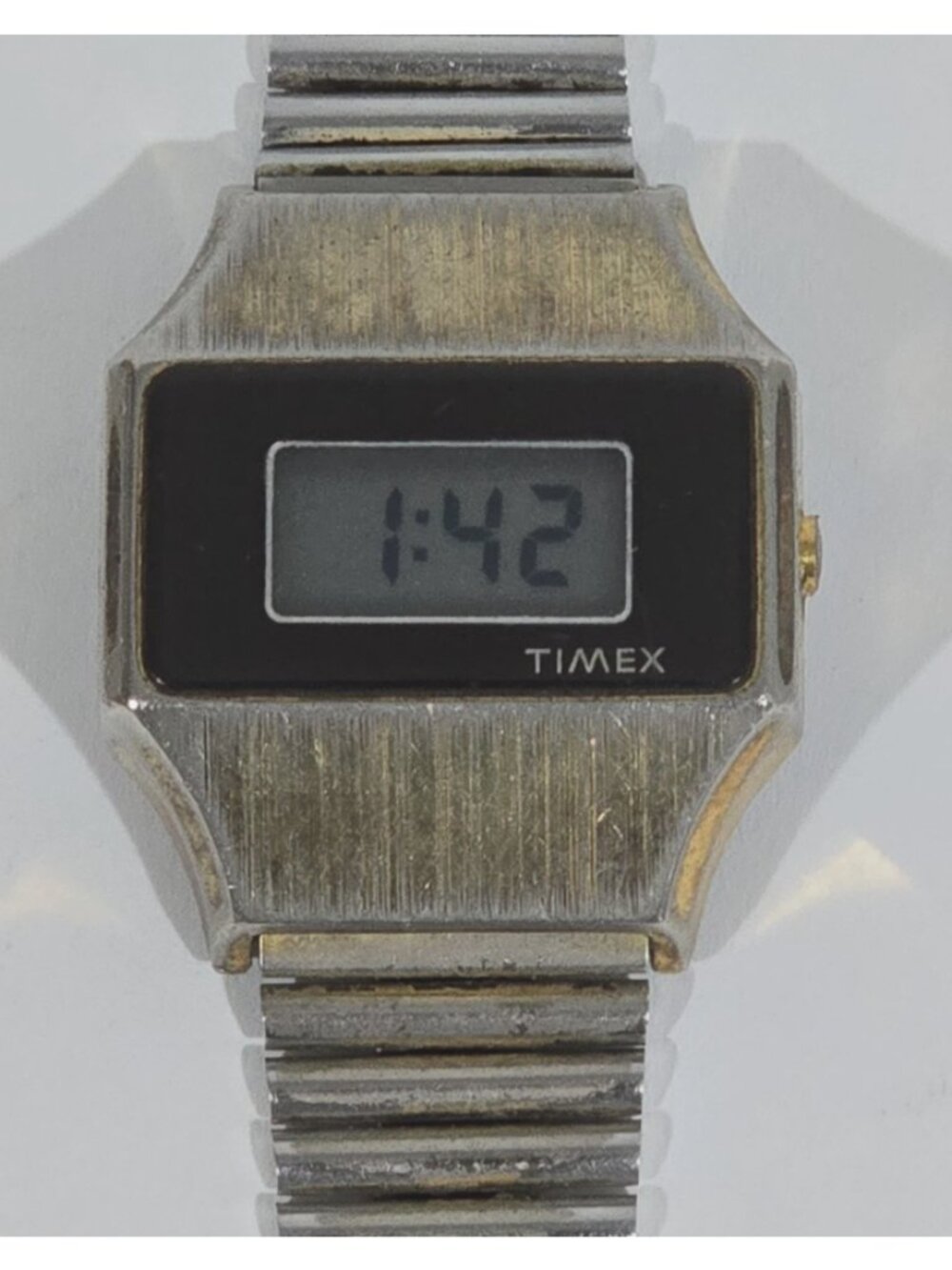 Vintage 1970s Timex Digital Watch Silver/Gold Tone New Battery Tested Works!